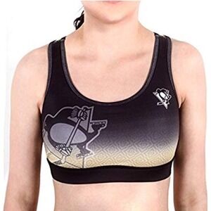 Pittsburgh Penguins Womens Gradient Sports Bra NHL Klew Size XXS Black